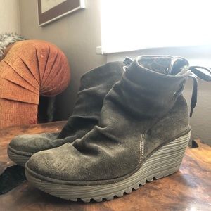 London Fly Suede Ankle Tie Boots